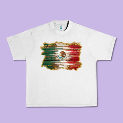 Mexican Flag With Leopard Urban Heavy Tee Designed By Ranaportraitstore