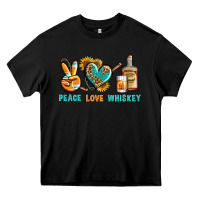Black Peace Love Whiskey Heavy Core Tee - BundleAndBundleShop