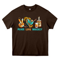 Chocolate Brown Peace Love Whiskey Heavy Core Tee - BundleAndBundleShop