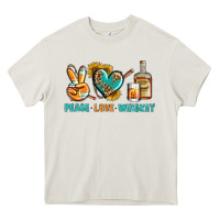Cream Peace Love Whiskey Heavy Core Tee - BundleAndBundleShop
