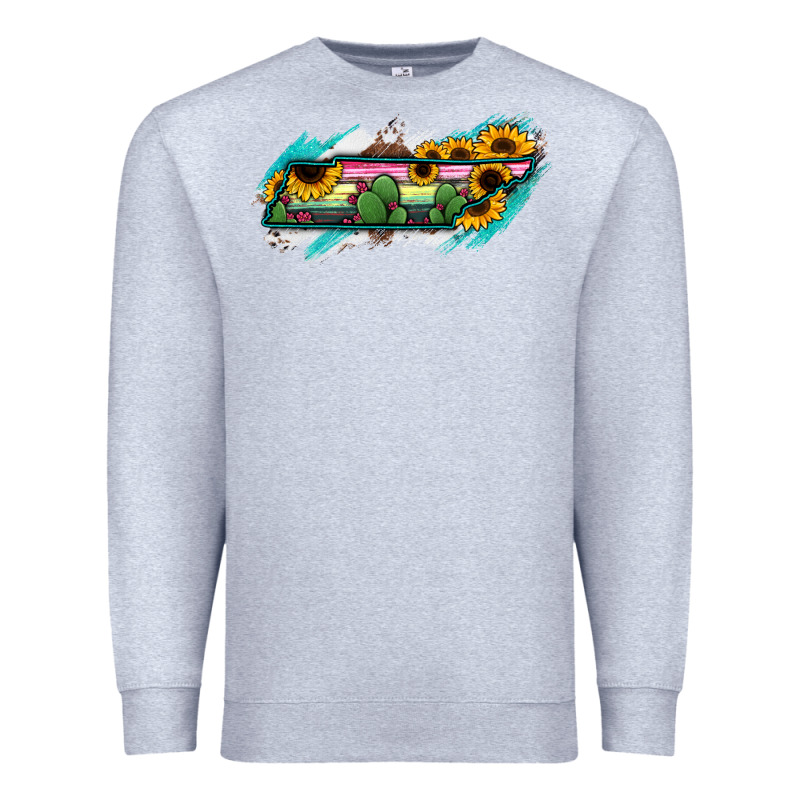 Tennessee Map Sunflower Cactus Serape Premium Sweatshirt by RanaPortraitStore | Teevron
