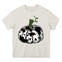 Cream watercolor cowhide halloween pumpkin Heavy Core Tee - RanaPortraitStore