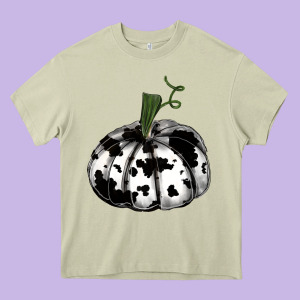 Watercolor Cowhide Halloween Pumpkin Heavy Core Tee Designed By Ranaportraitstore