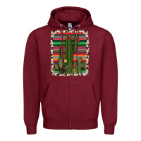 Burgundy serape cowhide cacti Zipper Hoodie - RanaPortraitStore