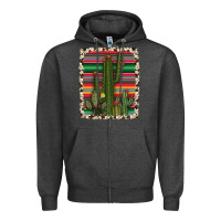 Charcoal Heather serape cowhide cacti Zipper Hoodie - RanaPortraitStore