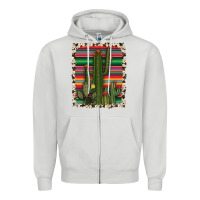 Dove Grey serape cowhide cacti Zipper Hoodie - RanaPortraitStore