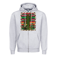 Heather Grey serape cowhide cacti Zipper Hoodie - RanaPortraitStore
