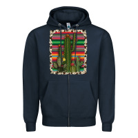 Navy serape cowhide cacti Zipper Hoodie - RanaPortraitStore
