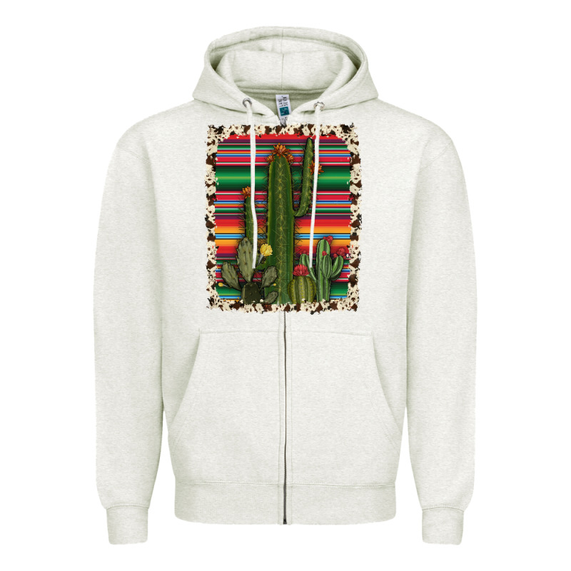 Serape Cowhide Cacti Zipper Hoodie by RanaPortraitStore | Teevron