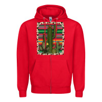 Red serape cowhide cacti Zipper Hoodie - RanaPortraitStore