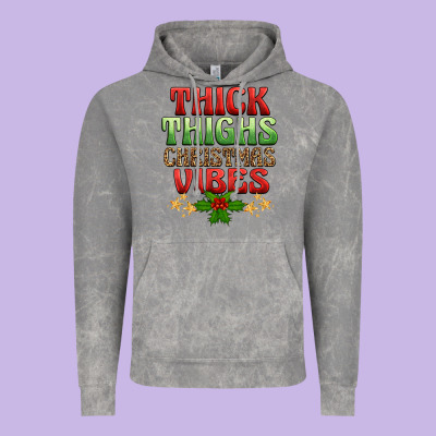Thick Thighs Christmas Vibes Vintage Hoodie Designed By Barkaloodesign