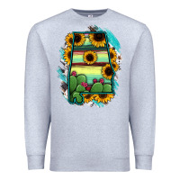 Heather Grey Alabama Map Sunflower Cactus Serape Premium Sweatshirt - RanaPortraitStore