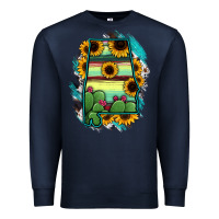 Navy Alabama Map Sunflower Cactus Serape Premium Sweatshirt - RanaPortraitStore