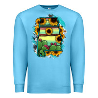 Ocean Blue Alabama Map Sunflower Cactus Serape Premium Sweatshirt - RanaPortraitStore