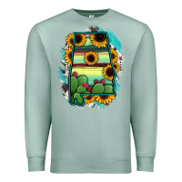 Seafoam Alabama Map Sunflower Cactus Serape Premium Sweatshirt - RanaPortraitStore