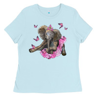 Baby Blue baby elephant with tutu Ladies Tee - LillyAllenDesigns