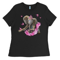 Black baby elephant with tutu Ladies Tee - LillyAllenDesigns