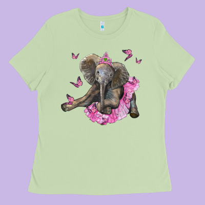 Baby Elephant With Tutu Ladies Tee Designed By Lillyallendesigns