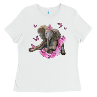 White baby elephant with tutu Ladies Tee - LillyAllenDesigns