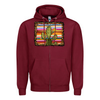 Burgundy serape leopard cactus Zipper Hoodie - RanaPortraitStore