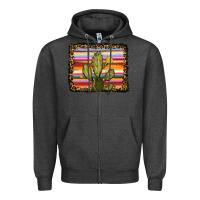 Charcoal Heather serape leopard cactus Zipper Hoodie - RanaPortraitStore