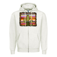 Oatmeal Heather serape leopard cactus Zipper Hoodie - RanaPortraitStore