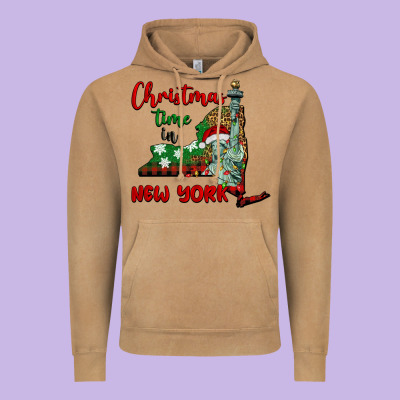Christmas Time In New York Vintage Hoodie Designed By Barkaloodesign