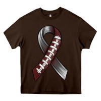 Chocolate Brown Gray Ribbon American Football Heavy Core Tee - BundleAndBundleShop