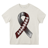 Cream Gray Ribbon American Football Heavy Core Tee - BundleAndBundleShop