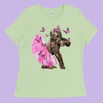 Baby Gorilla With Tutu Ladies Tee Designed By Lillyallendesigns