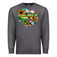 Charcoal Heather America Map Sunflower Cactus Serape Premium Sweatshirt - RanaPortraitStore