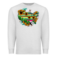 Oatmeal Heather America Map Sunflower Cactus Serape Premium Sweatshirt - RanaPortraitStore