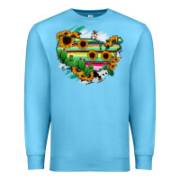 Ocean Blue America Map Sunflower Cactus Serape Premium Sweatshirt - RanaPortraitStore