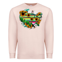 Pale Pink America Map Sunflower Cactus Serape Premium Sweatshirt - RanaPortraitStore