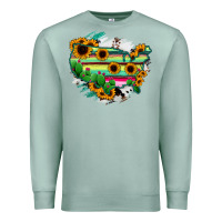 Seafoam America Map Sunflower Cactus Serape Premium Sweatshirt - RanaPortraitStore