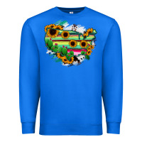 True Royal America Map Sunflower Cactus Serape Premium Sweatshirt - RanaPortraitStore