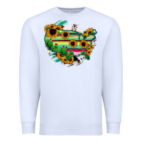 America Map Sunflower Cactus Serape Premium Sweatshirt | Teevron