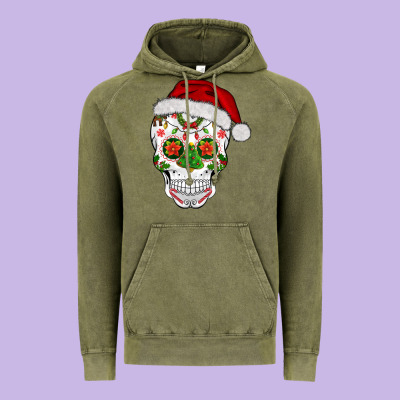 Sugar Skull  Christmas Vintage Hoodie Designed By Barkaloodesign