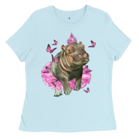 Baby Blue Baby Hippo With Tutu Ladies Tee - LillyAllenDesigns