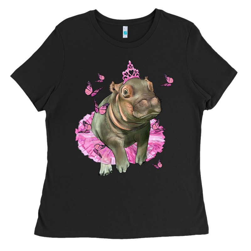 Baby Hippo With Tutu Ladies Tee by LillyAllenDesigns | Teevron