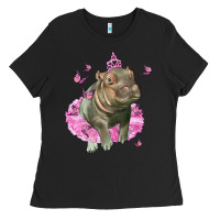 Black Baby Hippo With Tutu Ladies Tee - LillyAllenDesigns