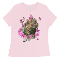 Bubblegum Pink Baby Hippo With Tutu Ladies Tee - LillyAllenDesigns