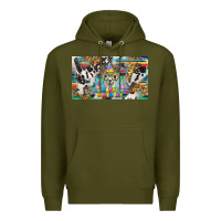Army Green happy birthday alpaca blue cup Premium Hoodie - BarkalooDesign