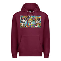 Burgundy happy birthday alpaca blue cup Premium Hoodie - BarkalooDesign