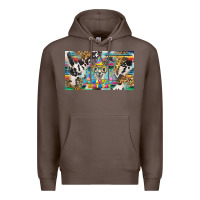 Coffee happy birthday alpaca blue cup Premium Hoodie - BarkalooDesign