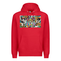 Red happy birthday alpaca blue cup Premium Hoodie - BarkalooDesign