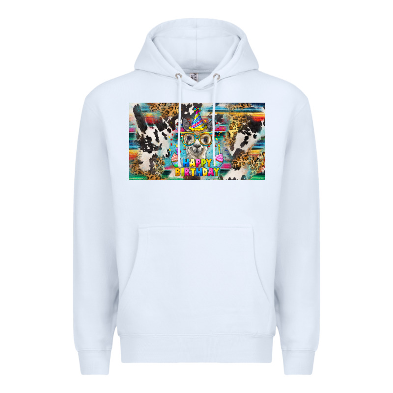Happy Birthday Alpaca Blue Cup Premium Hoodie by BarkalooDesign | Teevron