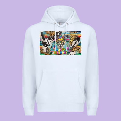 Happy Birthday Alpaca Blue Cup Premium Hoodie Designed By Barkaloodesign