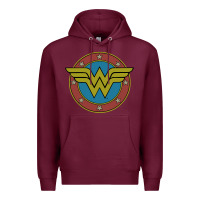 Burgundy Wonder Woman Vintage Emblem Premium Hoodie - maiPhamDesign