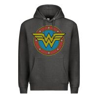 Charcoal Heather Wonder Woman Vintage Emblem Premium Hoodie - maiPhamDesign